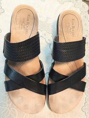 Like New Kim Rogers Navy Wedge Sandal (9)